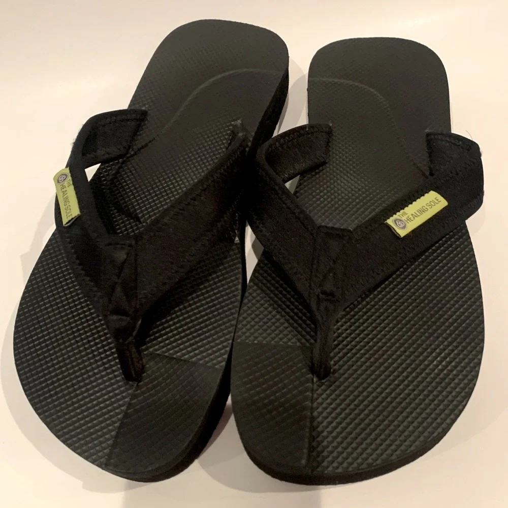 THE HEALING SOLE Plantar Fasciitis Flip Flop Sandals Black Size 11.5 W/10M